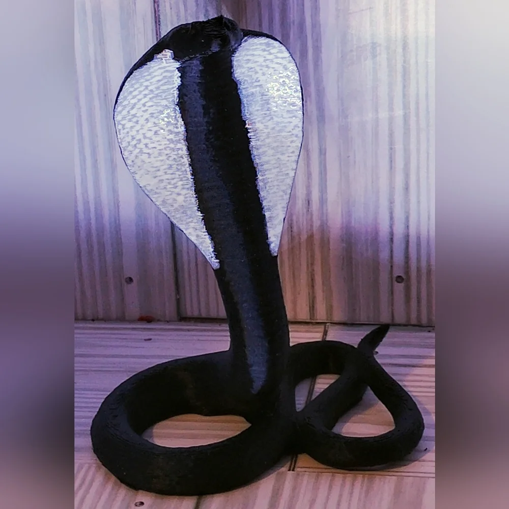 3D Printed Black Cobra Reptile Decor